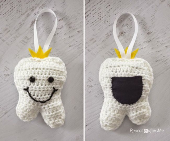 tooth fairy pillow crocheted tooth